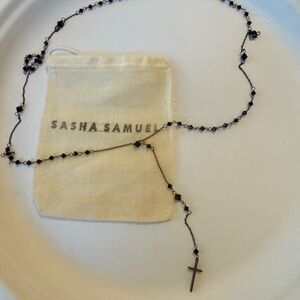 NWOT Sasha Samuel Black Beaded Necklace with Cross